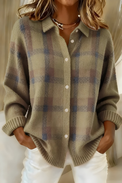 Plaid knit cardigan for women | Anna