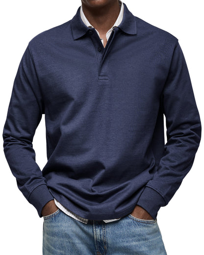 Classic long-sleeve relaxed polo shirt for men | Gary -2