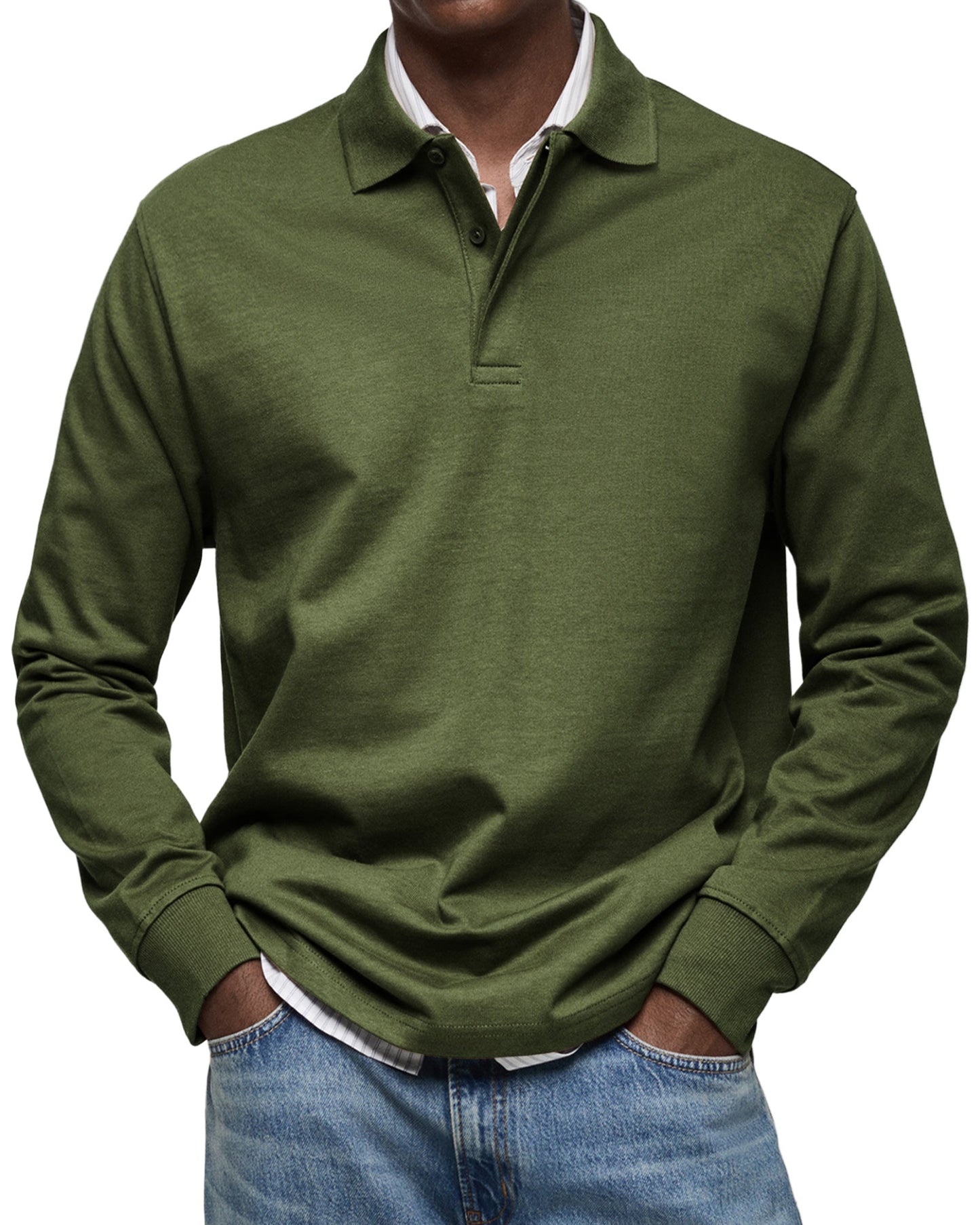 Classic long-sleeve relaxed polo shirt for men | Gary -9