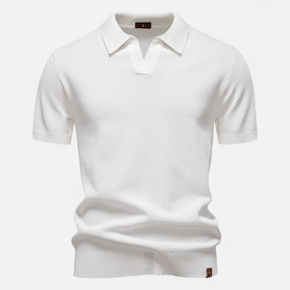 Classic knit long-sleeve button-neck polo shirt for men -12