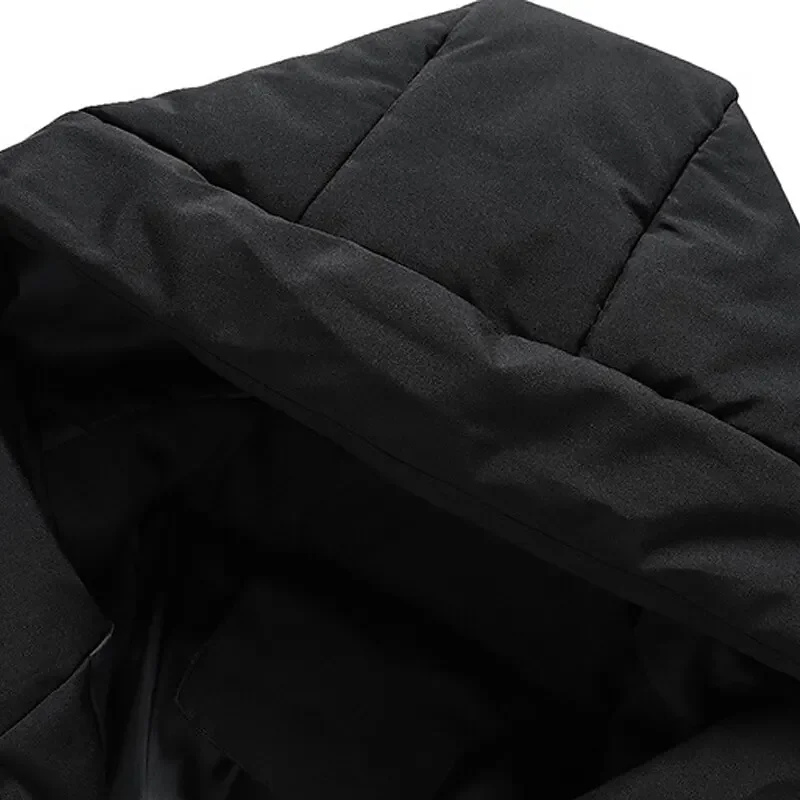 Hooded puffer jacket with zipper pockets for men -8