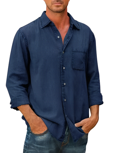 Classic long-sleeve denim everyday shirt for men -5
