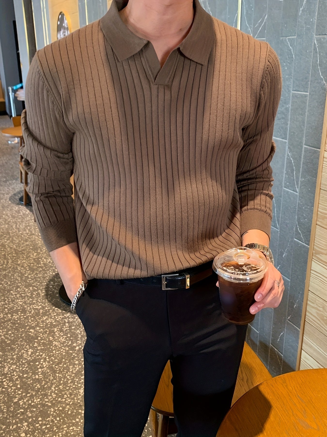 Classic V-neck knit everyday jumper for men | Callum -3