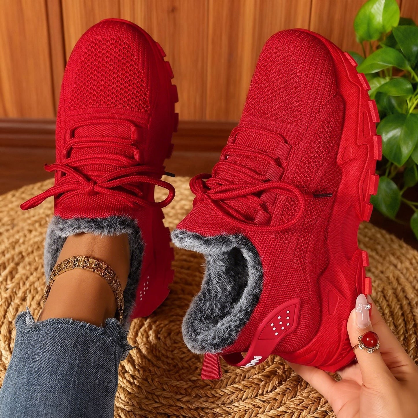 Casual fleece lace-up lightweight everyday trainers for women | Brydee -2