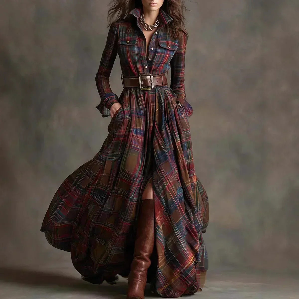 Classic relaxed everyday maxi dress for women | Althea -1