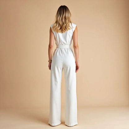 Classic sleeveless elegant everyday jumpsuit for women | Valencia -4